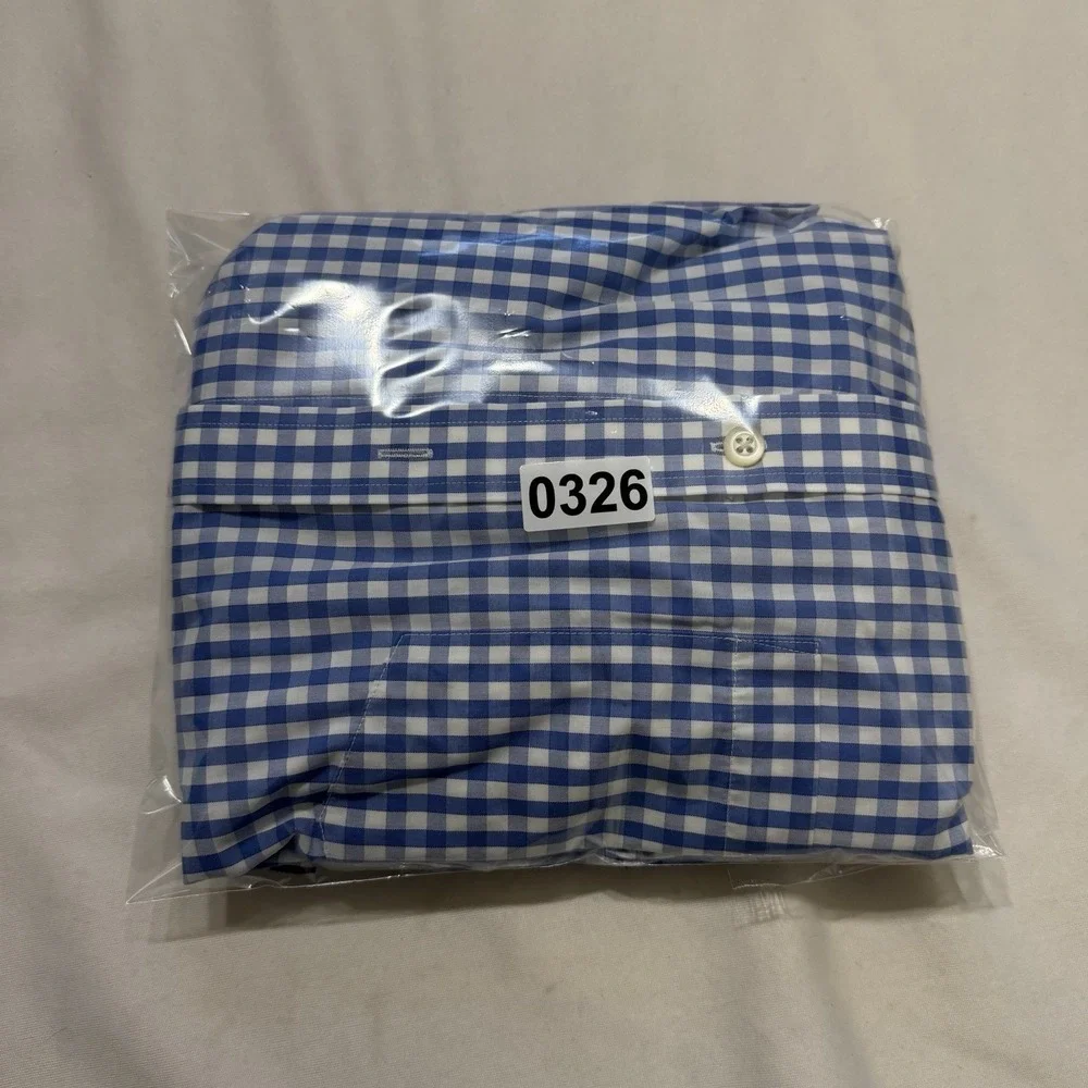 Banana Republic L Non Iron Classic‎ Fit Blue Gingham Dress Shirt